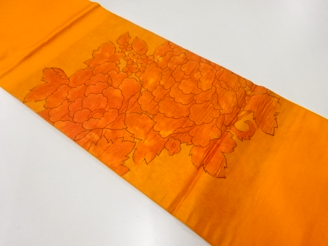 JAPANESE KIMONO / VINTAGE NAGOYA OBI / SILK / WOVEN PEONY